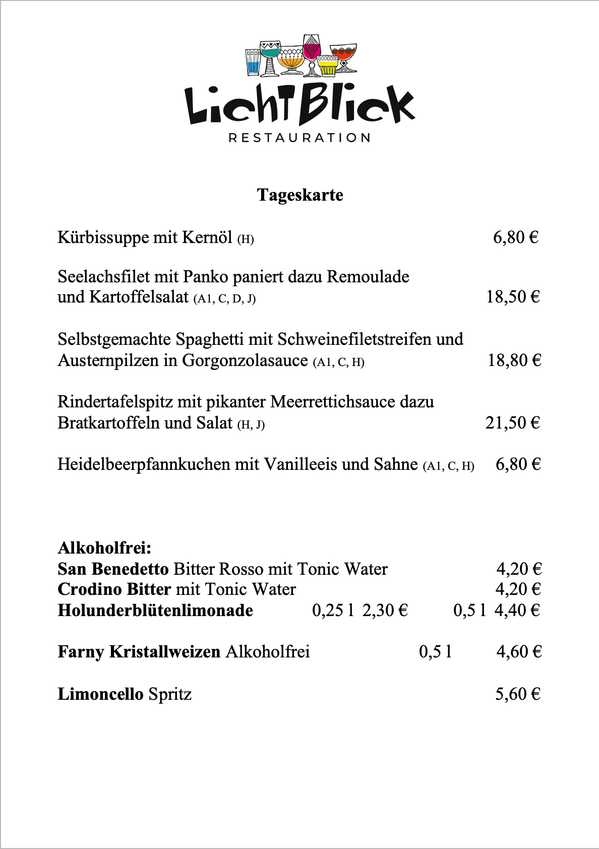 Tageskarte ab Dienstag 16.09.2025