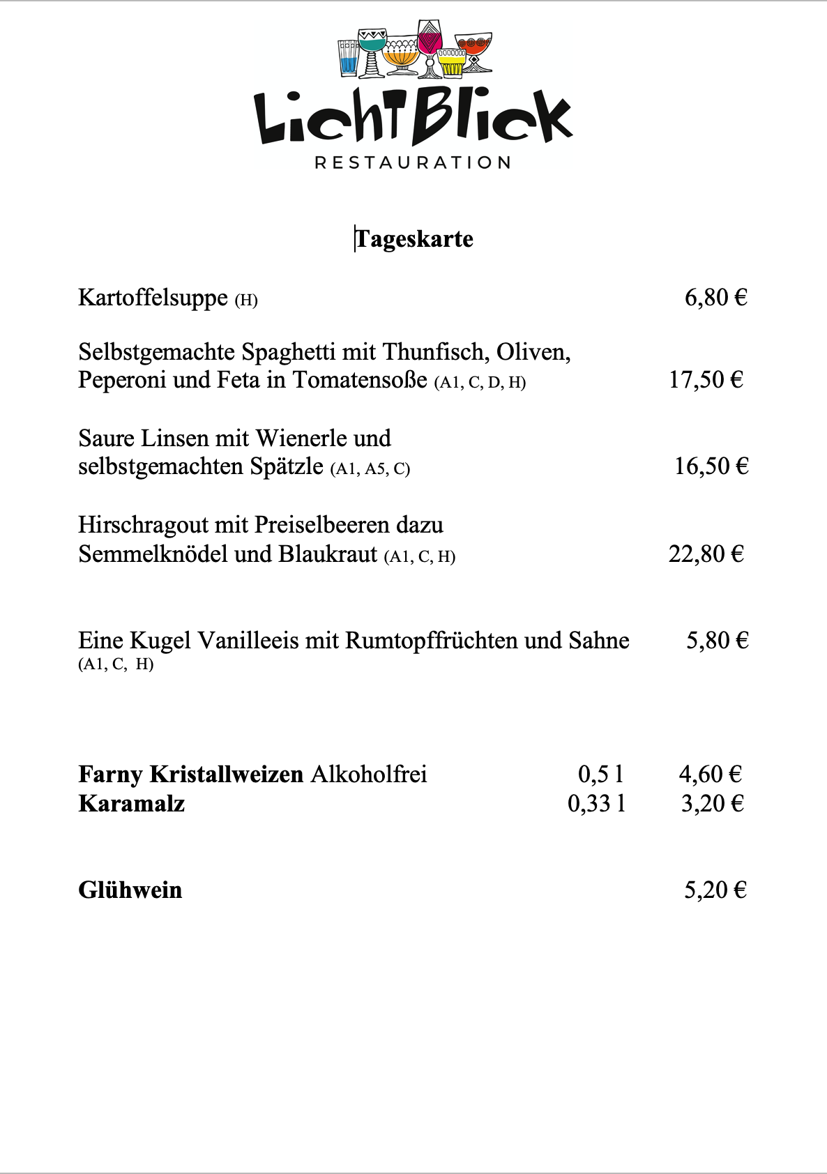 Tageskarte ab Freitag 05.12.2025